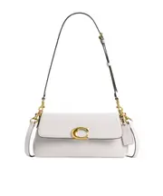 Jet clasp-detail leather shoulder bag One size Brass/Chalk