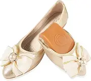 [YOUNIFIZ] Women Fold Up Ballet Flats Fashion Bowknot Comfort Pointed Toe Slip On Ladies Loafers