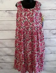 Bryn Connelly Womens Jumper Dress M Red Cherry Blossom Half Button Vintage B28