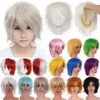 Cool Boy Full Wigs Cartoon Cosplay Wig Short Straight Men Anime Party Hair White