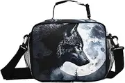 Wolf Moon Head Insulated Lunch Box for Women Men - Ideal for Work, Picnics - Includes Adjustable Shoulder Strap