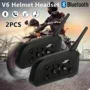 2PCS V6 INTERCOM BLUETOOTH HELMET HEADSETS FOR 6 RIDERS INTERPHONE 1200M US