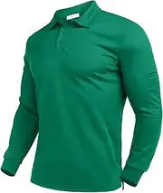 [Deyeek] Men's Long Sleeve Polo Shirts Golf Polo Shirts for Men Quick Dry Protection Polos Casual Collared Shirts