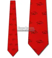 Silk Razorbacks Tie Mens Licensed Neck Ties Arkansas Razorbacks Neckties NWT