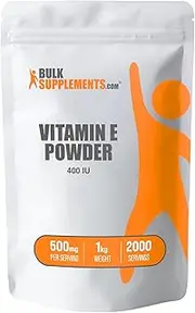 BulkSupplements.com Vitamin E 400 IU Powder - D-Alpha Tocopherol Vitamin E, Vitamin E Supplements, Vitamin E Powder - Food Grade Vitamin E & Gluten Free, 500mg per Serving, 1kg (2.2 lbs)