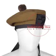 Military Bonnet Beret Balmoral Army Cap Scotts Hat Tan Wool Tam O Shanter Hat