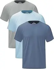 [Hioutdoor] UV Shirt Men's Pack of 3 Protection UPF 50+ Quick-Drying Short Sleeve Rash Guard Summer Beach for Outdoor Surfing Swimming Sports T-Shirt Protective Clothing Men, Light Blue/Grey/Dark Blue