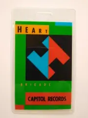 Heart Brigade Backstage Pass Original 1990 Rock Pop Music Concert Tour Laminated