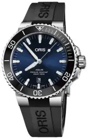 Oris Aquis Automatic Blue Dial Black Rubber Divers Mens Watch 733 7766 4135-RS