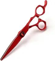 Hair Cutting, 6INCH Professional 440c Steel Scissor Red Haircut thinning Barber Cutting Shears Hairdressing