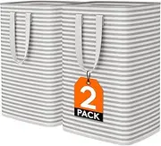 Lifewit 2 Pack 80L Laundry Hamper Large Collapsible Laundry Baskets, Freestanding Waterproof Clothes Hamper with Easy Carry Handles in Laundry Room Bedroom Bathroom College Dorm for Adults, Grey