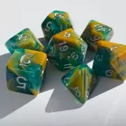 Sage’s Shards – Car/Grn/Tur Glitter Acrylic Polyhedral Dice Set Dungeons Dragons