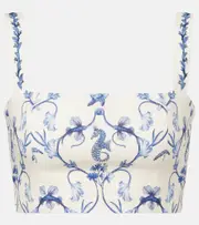 [Agua by Agua Bendita] Agua by Agua Bendita Cacao floral linen crop top UK 10 white