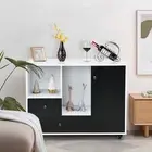 Filing Cabinet Mobile Filing Cupboard Sideboard w/2 Drawers Shelves Door Office