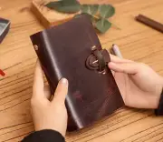 A7 loose leaf Writing note Notebook sketchbook Diary Notepad leather brown Q308