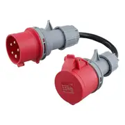 5 Pin Red 32A Male to 16A Female -Adapter Gen Ev Charger Extension Cord Connector 400V Outlet BlackRed