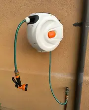 Automatic Retractable Garden Water Hose Reel Wall Mount w/50ft x 1/2" Hose Lead