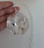 60mm Swarovski Crystal Octagon Suncatcher,Long Beaded Strand made with Swarovski