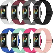 Elastic Bands Compatible with Fitbit Charge 5,Adjustable Nylon Breathable Replacement Straps Wristband for Fitbit Charge 5 for Women&Men(8 PACK)