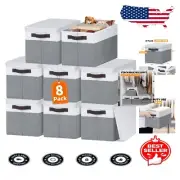 Durable 8-Pack Stackable Baskets with Lids for Stylish Home Storage Solutions