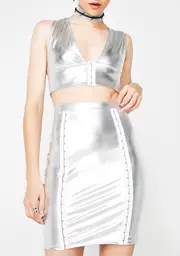 Cosmo Queen Metallic Midi Skirt