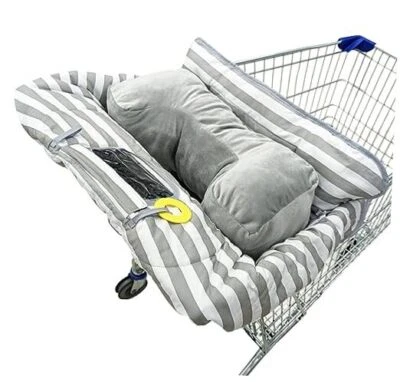 Shopping Cart Cover and High Chair Cover with Bolster Support Pillow, Gray