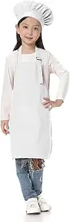 [TOPTIE] Cotton Canvas Kids Apron, Cooking Aprons and Chef Hat Set, S-XXL