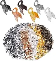 1200pcs Fold Over Cord Ends Cord Crimp End Tips Metal Fold-Over End Caps Leather Ribbon Ending Terminators Clamp Clasp Tips Jewelry Connector for Bracelet Necklace Crafts Making