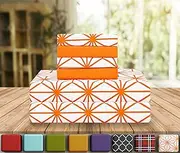 Elegant Comfort Luxury Soft Bed Sheets Cube Pattern 1500 Thread Count Percale Egyptian Quality Softness Wrinkle and Fade Resistant (6-Piece) Bedding Set, King, Joyful Orange