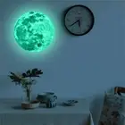 Creative 3D Large Moon Glow In The Dark Fluorescent Wall Sticker Decal ship free