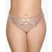 Ashley Graham Women's Plus Size Lace Thong Beige Size 3X
