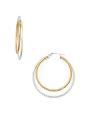 Aqua Double Hoop Earrings in 18K Gold-Plated Sterling Silver and Sterling Silver - Exclusive