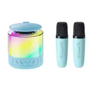 Bluetooth Mini Karaoke Machine Singing Speaker With 2 Wireless Mic And Light-Purple