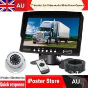 7" Monitor 2ch Audio 4PIN White Dome CCD Side Rear View Reversing Camera Caravan