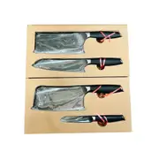 4pc Kuvings Stainless Steel Kitchen Cutting Knife Set Slicer/Chopper w/Box Black