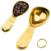 Coffee Scoop Set 2 Gold Stainless Steel Measuring Scoops 18/8 Spoons Measurer
