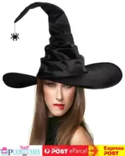 Black Spider Adult Witch Hat Wizard Halloween Costume Accessory