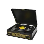 mbeat MB-USBTR98 Vintage USB Turntable with Bluetooth Speaker and AM/FM Radio Vinyl Turntab