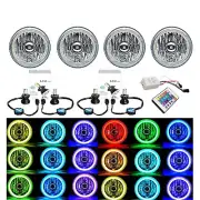5-3/4" IR RGB COB Multi-Color Change Halo Angel Eye Shift H4 LED Headlights Set (for: Opel)