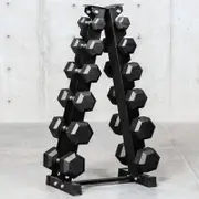 BRIXX 2.5kg - 15kg Black Hex Dumbbell & Rack Set | 6 Pairs - 105kg Package