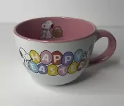 Snoopy Mug Happy Easter Woodstock Peanuts Coffee Soup Flowers Large Cup Bowl