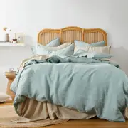 Pure European Linen Quilt Cover Set King Jade Size 245X210cm by MyHouse-King