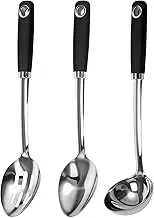 3 Pcs Cooking Spoons, Stainless Steel Serving Spoons, Rust Resistant Cooking Utensils Set for Restaurant Home Dishwasher Safe