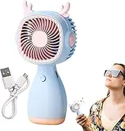 Humdcdy Travel Cartoon Fan | USB Rechargeable Small Desktop Fan - Desktop Fan Electric Fan Fan 3 Speed Wind for Walk Picnic Camping