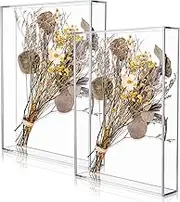 Barydat 2 Pcs Acrylic Shadow Boxes Display Cases, Shadow Box DIY Frame Clear Acrylic Display Cases Wedding Memory Dried Flower Container Picture Photo Frame for Valentine‘s Day Wedding(11 x 14'')