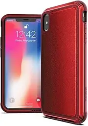 X-Doria Compatible 2018 New iPhone XR, iPhone 6.1 inch Case, Defense Lux (DropShield) Series, Military Grade Drop Tested from 10ft, Protective Case for Apple iPhone XR, Red Leather