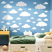 Big Clouds Wall Decals Removable Decals DIY Large Vinyl Wall Sticker Self Adhesive Wallpaper for Girls Bedroom Nursery Baby Boy Kids Room Wall Art Decorations, Peel and Stick