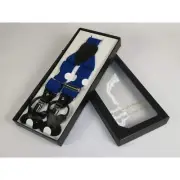 ELEGANT Suspenders Clip on and Button Option for Slacks or Pants Royal Blue
