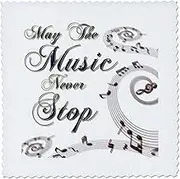 3dRose May The Music Never Stop with Musical Notes - Quilt Square, 12 by 12-Inch (qs_213981_4)