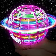Flying Ball, Flying Orb Ball with RGB Light, Magic Boomerang Floating Ball, Spinner Toy, Gifts, Hover Ball Toy for Children from 6 8 10 Boys Girls Indoor Outdoor Pink